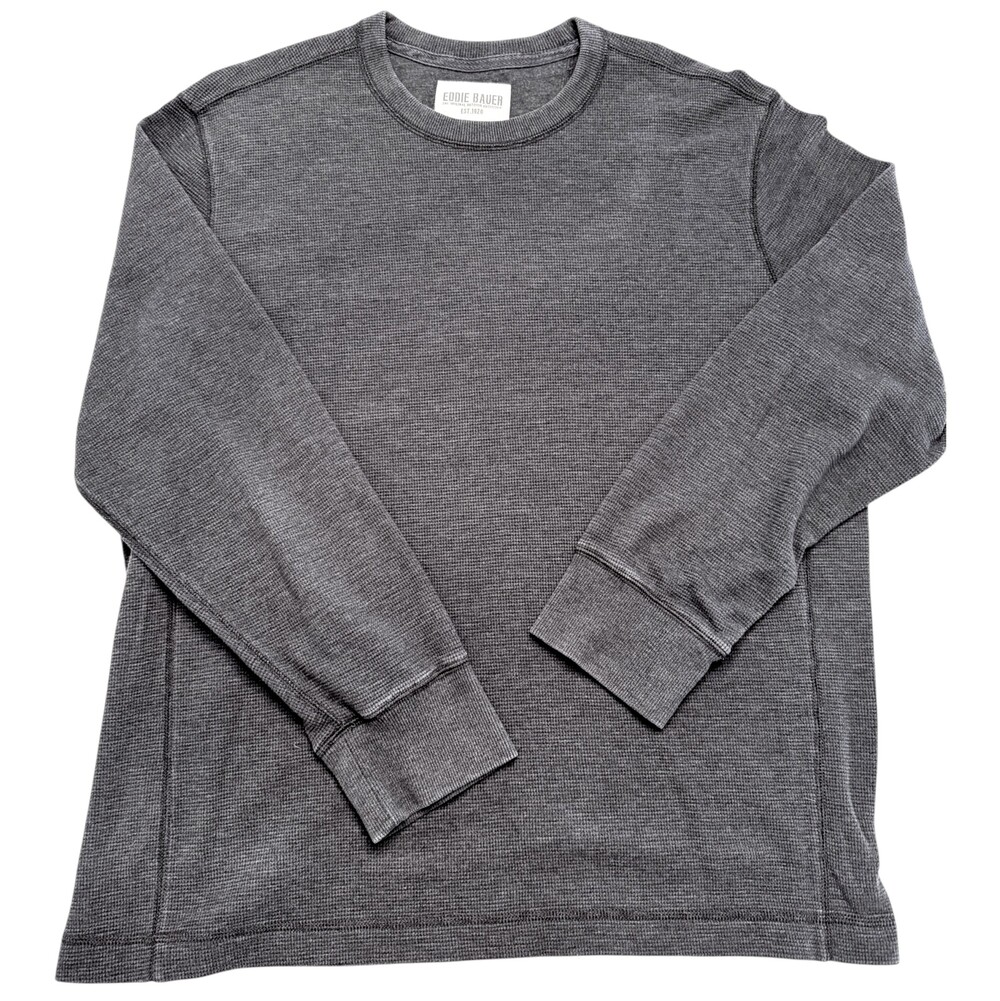 Eddie Bauer Men’s XL Waffle Knit Thermal Shirt Charcoal Gray Long Sleeve
